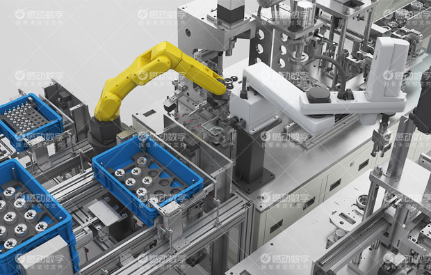 電動汽車壓縮機自動化裝配線三維動畫