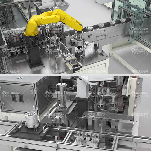 電動汽車壓縮機自動化裝配線三維動畫制作